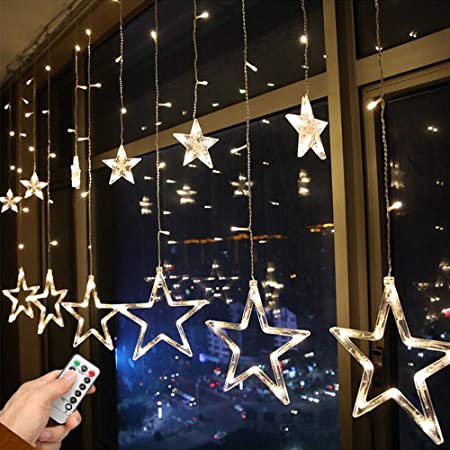 BigFox イルミネーションライト 星型 電池式 ガーランド LED ライト 8パターン点灯 デコレーション クリスマスツリー 飾り オーナメント 屋内装飾 電飾 いい雰囲 ウォームホワイト