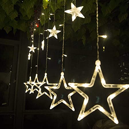 BigFox イルミネーションライト 星型 電池式 ガーランド LED ライト 8パターン点灯 デコレーション クリスマスツリー 飾り オーナメント 屋内装飾 電飾 いい雰囲 ウォームホワイト