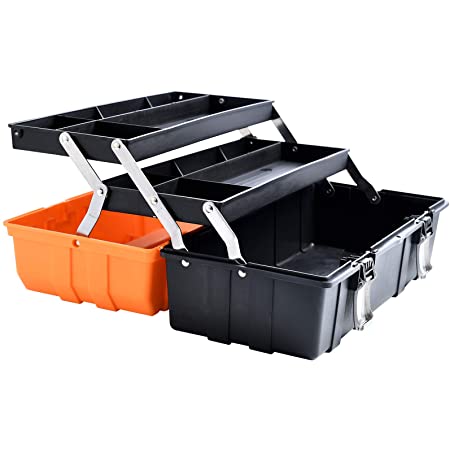 QD-SGMP 工具箱 ツールボックス 3段式 大容量 工具入れ 収納ボックス 小物収納 取っ手 プラスチック 車載工具箱 工具収納ケース アウトドア 持ち運び便利 おしゃれ（21寸）