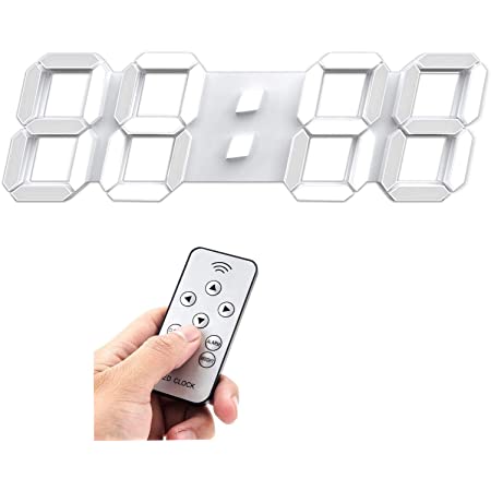 EAAGD 3D ワイヤレスリモートデジタル目覚まし時計壁掛け時計ー115種類のLEDデジタルカラーバリエーション、音声制御、３段階の調節可能な明るさ、リモコン付き (ブラック本体))