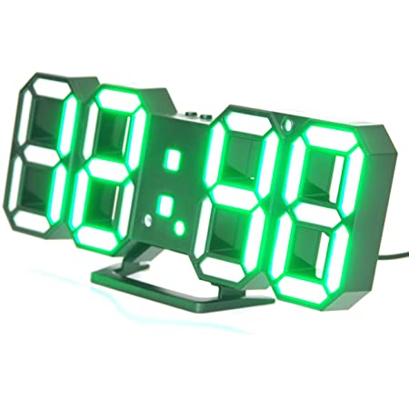 EAAGD 3D ワイヤレスリモートデジタル目覚まし時計壁掛け時計ー115種類のLEDデジタルカラーバリエーション、音声制御、３段階の調節可能な明るさ、リモコン付き (ブラック本体))