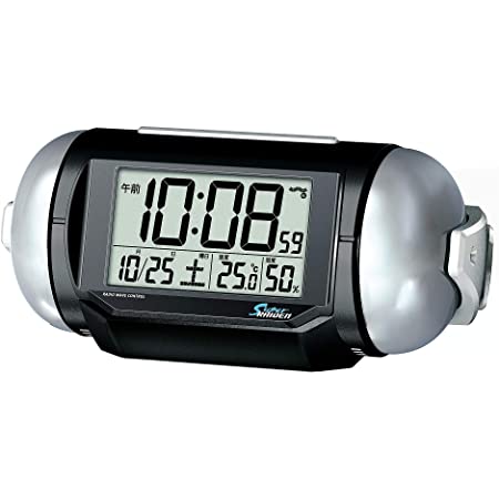 セイコークロック 置き時計 01:黒メタリック 本体サイズ:9.8×22.2.×12.5cm 電波 デジタル 大音量 PYXIS ピクシス BC401K
