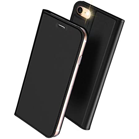 iphone 8 ケース カバー 手帳型 iPhone SE （2020）第2世代 ケース 本革 レザー 財布型 カードポケット スタンド機能 マグネット式無し アイフォン8 4.7インチ 対応 ブラック