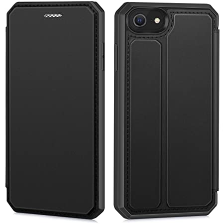 iphone 8 ケース カバー 手帳型 iPhone SE （2020）第2世代 ケース 本革 レザー 財布型 カードポケット スタンド機能 マグネット式無し アイフォン8 4.7インチ 対応 ブラック