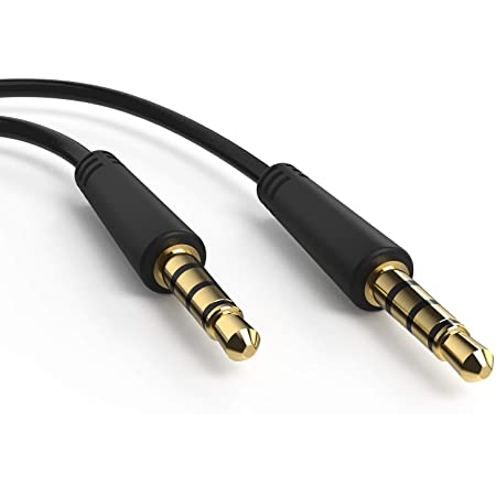 TRRSオーディオケーブル，CableCreation 3ft(0.9m) 3.5mm右側L型M to M(オスーオス)AuxジャックHiFi変換ケーブル シルバーメッキ銅コア 4芯 車載/iPhones/PS4ヘッドセット/Sony等に対応 24K金メッキ端子採用 ブラック（ご注意：Beatヘッドセットは非対応！））