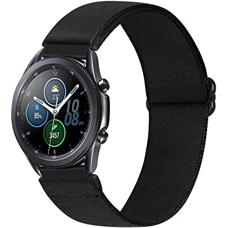 For Samsung Galaxy Watch 3 45mm / Galaxy Watch 46mm / Gear S3 Frontier/Gear S3 Classic バンド 22mm, Fintie 編みナイロン 時計バンド 交換ベルト 軽量 通気性 スポーツストラップ (ブラック)