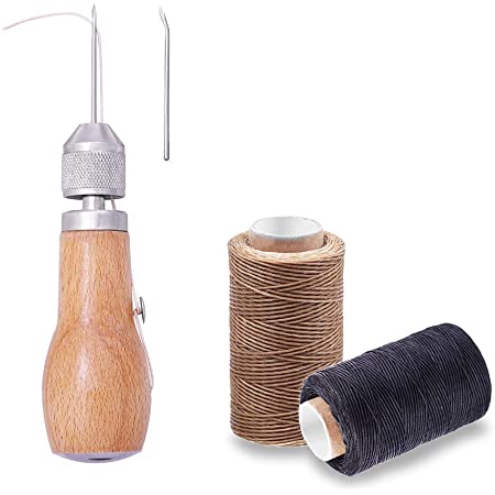 (インタートイボ)INTERTOYBO 蝋引き糸 レザークラフト ワックスコード 50m 15点 セット 革用 レザー 糸 紐 ロウ引き DIY 針 手作り 裁縫 0.8mm 幅