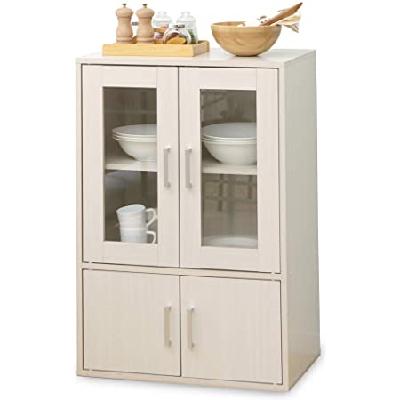 アイリスオーヤマ 食器棚 一人暮らし ミニ スリム 幅60×奥行38.8×高さ90cm オフホワイト GKN-9060