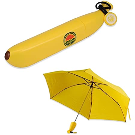 Tumao 折りたたみ傘 晴雨兼用 かわいいバナナ傘 子供用 通勤 通学 旅行携帯バナナケース 軽量 超撥水 紫外線遮蔽 丈夫 錆びにくい ミニ傘 収納ケース付き おもしろグッズ イエロー