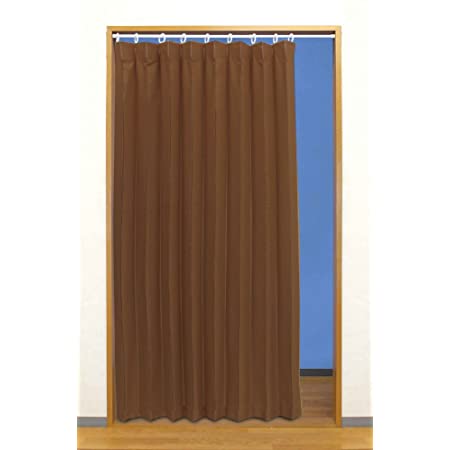 遮熱 冷気遮断 アコーディオン カーテン のれん 目隠し 幅140×丈178cm APアリオス (ブラウン)