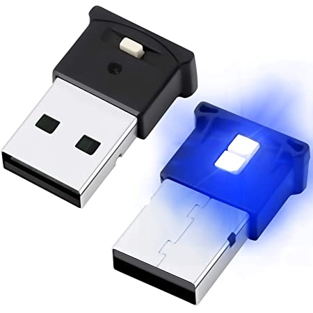 イルミライト USBポートカバー イルミカバー 車用 イルミネーション 車内照明 室内夜間ライト ブルーLED 青 ２個セット USB EL-01