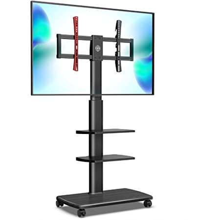 1homefurnit テレビスタンド 移動式 テレビ台 TV スタンド 23-60インチテレビ(LCD/LED/PLASMA/OLED)対応 キャスター付き 耐荷重25kg 業務用スタンド ハイタイプ 高さ調整可能 省スペース 黒い