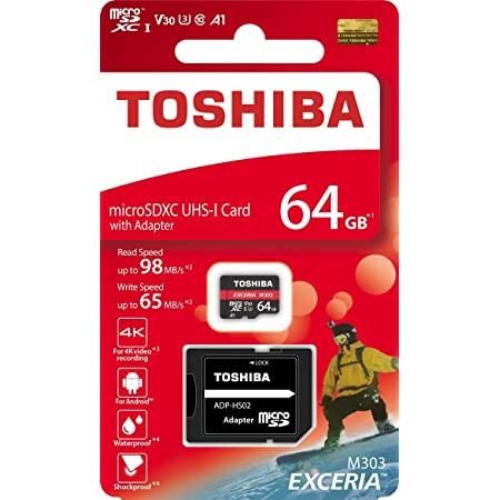 東芝 ( TOSHIBA ) 64GB microSDXC メモリー ( R 98MB/s / W 65MB/s ) アダプター付き ［ 海外パッケージ ］