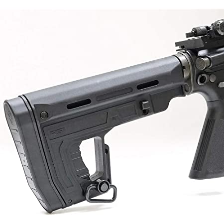 APS x SP製 100 電動ガン M4 M16用 スライドストック ストリンガータンクストック 集光サイト付 プラスチック製 – ブラック