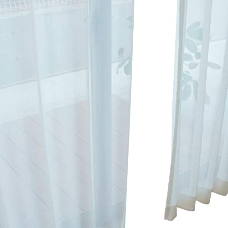 Topfinel レースカーテン 北欧 UVカット 断熱 灰白のストライプ 幅100ｘ丈200cm 2枚組（全7サイズ5色）