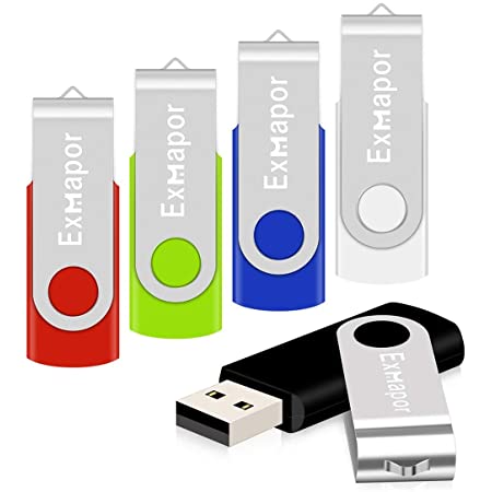 5個セット USBメモリ 32GB J-boxing USBフラッシュドライブ 回転式 高速 USBフラッシュメモリー ストラップホール付き（青、赤、黒、緑、紫）