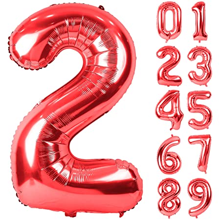 40インチのバルーン0-9（ゼロナイン）レッドナンバーマイラー誕生日パーティーのアラビア数字1