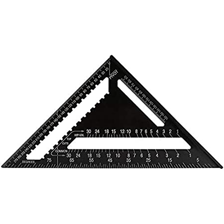 三角スケール 建築用 三角定規 トライアングル 三角ルーラー アルミニウム合金 分度器 三角スクエア測定ツール 作業用 大工用具 直角 90度と45度の三角定規