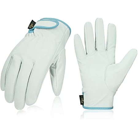 Vgo 3双入 羊革 掌当て付 耐磨耗 作業皮手袋(Size L,ホワイト,GA7136-AB)
