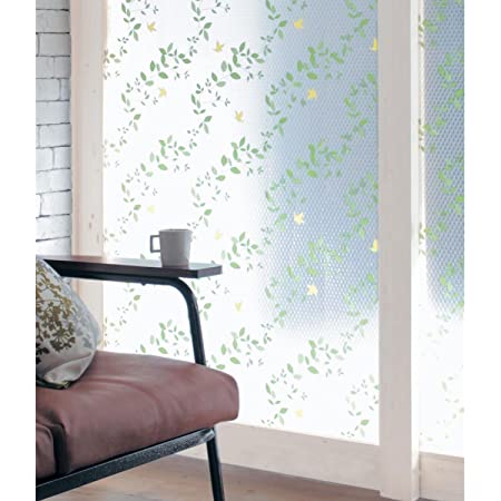 [ベルメゾン] 窓用フィルム UVカット 断熱シート すりガラス対応 ガーデン＆バード 90×180cm