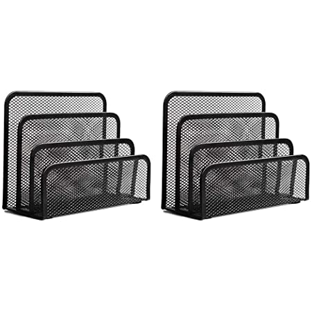 ファイルボックス 金属メッシュな網状設計 収納ボックス ファイルスタンド 書類ケース 卓上収納ボックス 文具収納 事務用品 マガジンラック 広告スタンド デスクオーガナイザー (黒)
