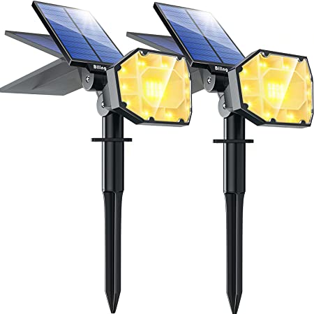 ソーラーライト 4LED アウトドアライト スポットライト ガーデンライト 防水 太陽光パネル充電 玄関先 庭 車道 歩道 芝生などの照明用 2個セット