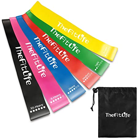 TheFitLife トレーニングチューブ 懸垂チューブ 懸垂補助 トレーニングバンド 筋トレチューブ – 天然ラテックス製 懸垂アシスト フィットネスチューブ ヨガ リハビリ ストレッチ 収納ポーチ・日本語説明書付 (4色セット)