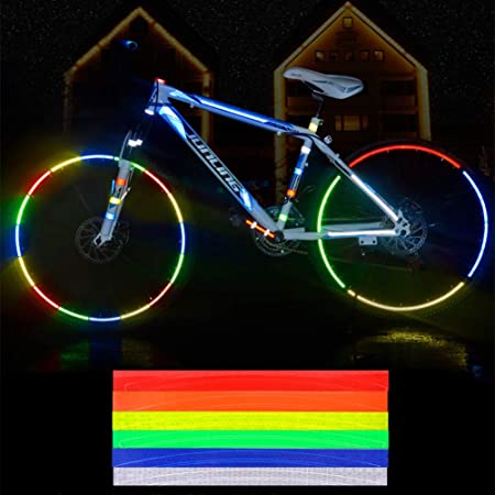2PCS 反射テープ 蛍光反射シート 超高輝度 自転車装飾ステッカー 安全警告 高い視認性 事故防止 オートバイ/バイク/自転車などに適用 ８m 5色(イエロー)