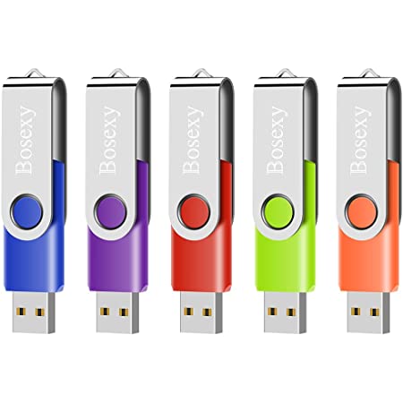 5 X 1GB USBメモリ Exmapor USBフラッシュドライブ 回転式 五色（オレンジ、緑、白、黄、紫）5年保証
