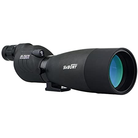 SVBONY SV17 フィールドスコープ単眼望遠鏡 スポッティングスコープ直視型 防水 野鳥観察 射撃 (25倍–75倍-70 mm)