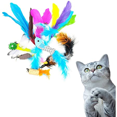 SimPretty_HighClass 猫のおもちゃ 交換用 8個入り Bセット 鈴付き 羽根 虫型 コルク トンボ型 鳥型 カラフルな羽 ua100001a02n0