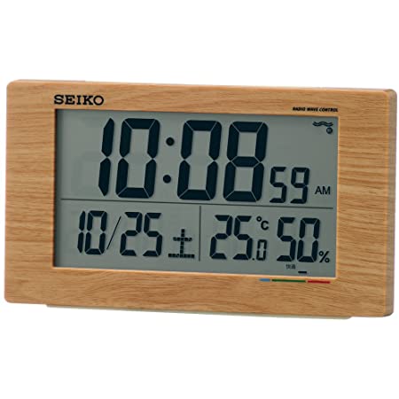 セイコークロック 掛け時計 茶木目 18×26×2.0cm 置き掛け時計 置き掛け兼用 電波 デジタル カレンダー SQ440B