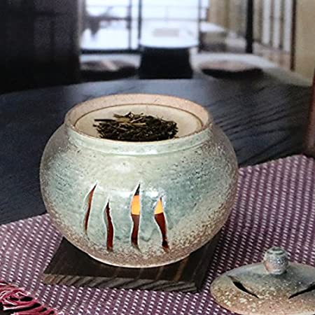 ヤマキイカイ置物 茶窯変笹透かし 茶香炉 直径10.2cm G-1603直径11.5cm×高さ11cm