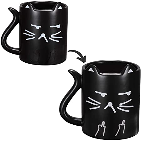 猫マグカップ ネコ雑貨 おしゃれ 面白いプレゼント 変色 ねこマグカップ 猫 グッズ 猫好きプレゼント 340ml 感熱マグ、色替えカップ