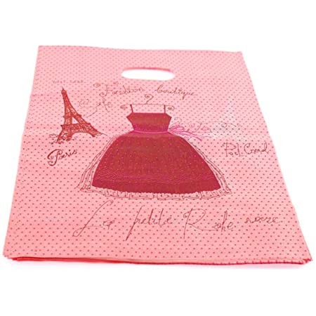 naissant かわいい 楽しい ピンク スカート エッフェル塔 デザイン ビニール袋 買い物袋 レジ袋 約50枚 セット
