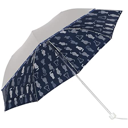 日傘 折りたたみ レディースのプレゼント ギフト用 肌を守るUV99%カット 遮光99.9%カット 超コンパクト 晴雨兼用 ミニ傘 猫と薔薇 53cm （黒）