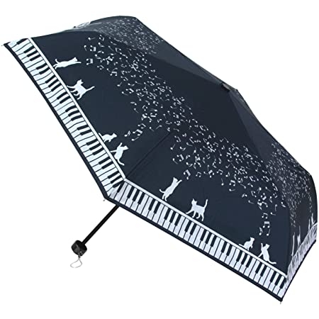 日傘 折りたたみ レディースのプレゼント ギフト用 肌を守るUV99%カット 遮光99.9%カット 超コンパクト 晴雨兼用 ミニ傘 猫と薔薇 53cm （黒）