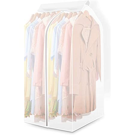洋服カバー スーツ用 フリル調 不織布製 中身の見える透明窓付き 大切な洋服をホコリや汚れから守ります 防塵 防虫 防湿 防カビ (ピンク, M:60x100x28cm)
