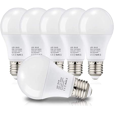 Bomcosy LED電球 E26口金 100W形相当 1100lm 省エネ90％ 昼光色相当(12W) 6000K 広配光タイプ 6個パック 2年間の保証があり