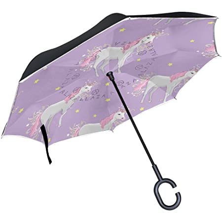AOMOKI 逆さ傘 逆折り式傘 逆傘 長傘 日傘 晴雨兼用 梅雨対策 UVカットＣ型 男女兼用 馬柄 月柄
