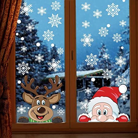 CCINEE　クリスマス 静電ステッカー ウォールステッカー 窓ステッカー 雪 サンター クリスマスツリー トナカイ merry christmas (119)