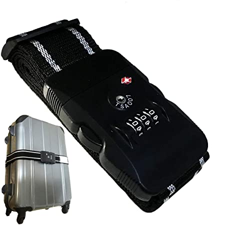 Logic(ロジック) スーツケースベルト TSAロック ベルト (全12色 ベージュ × オレンジ) [盗難･紛失･荷崩れ防止] スーツケース用 鍵付き ダイヤルロック タスロック 長さ調節可能
