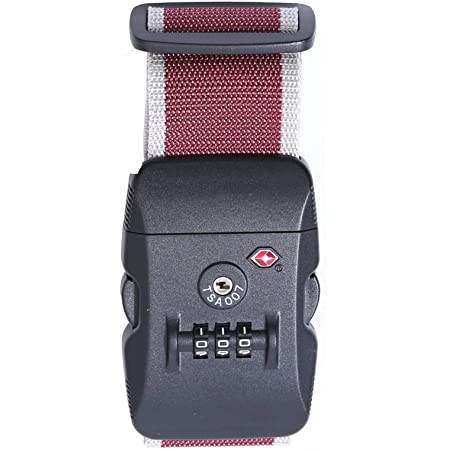 Logic(ロジック) スーツケースベルト TSAロック ベルト (全12色 レッド × ホワイト) [盗難･紛失･荷崩れ防止] スーツケース用 鍵付き ダイヤルロック タスロック 長さ調節可能