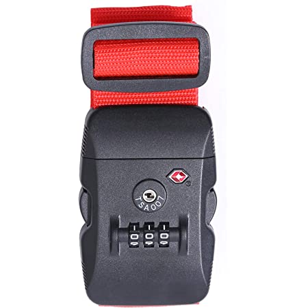 Logic(ロジック) スーツケースベルト TSAロック ベルト (全12色 レッド 赤) [盗難･紛失･荷崩れ防止] スーツケース用 鍵付き ダイヤルロック タスロック 長さ調節可能