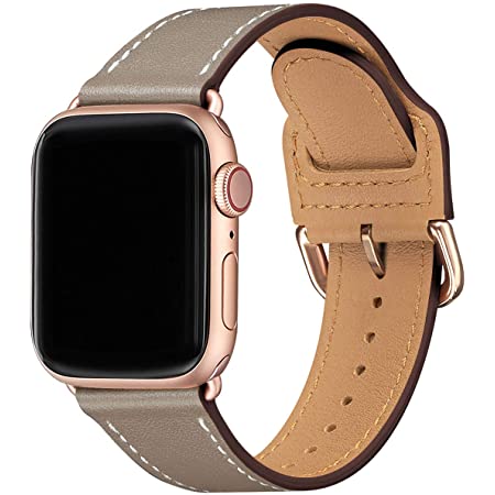 WFEAGL コンパチブル Apple Watch バンド,は本革レザーを使い、iWatch SE,Series 7/6/5/4/3/2/1、Sport、Edition向けのバンド交換ストラップです コンパチブル アップルウォッチ バンド(38mm 40mm 41mm, ピンクの砂 バンド+ゴールド バックル)