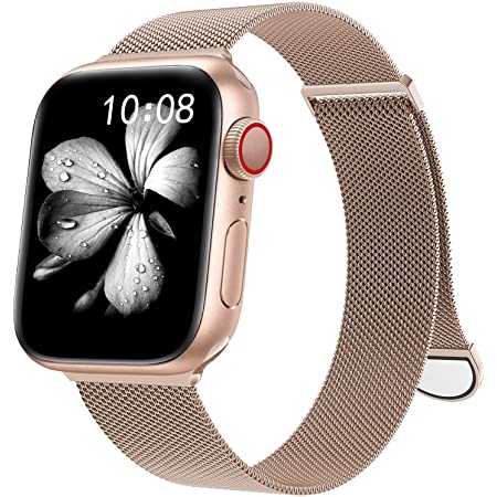 WFEAGL コンパチブル Apple Watch バンド,は本革レザーを使い、iWatch SE,Series 7/6/5/4/3/2/1、Sport、Edition向けのバンド交換ストラップです コンパチブル アップルウォッチ バンド(38mm 40mm 41mm, ピンクの砂 バンド+ゴールド バックル)