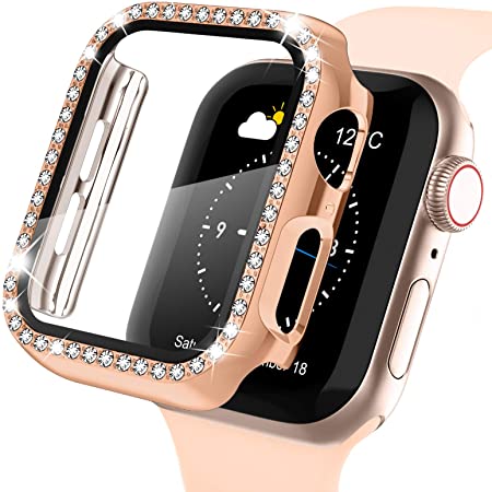 WFEAGL コンパチブル Apple Watch バンド,は本革レザーを使い、iWatch SE,Series 7/6/5/4/3/2/1、Sport、Edition向けのバンド交換ストラップです コンパチブル アップルウォッチ バンド(38mm 40mm 41mm, ピンクの砂 バンド+ゴールド バックル)