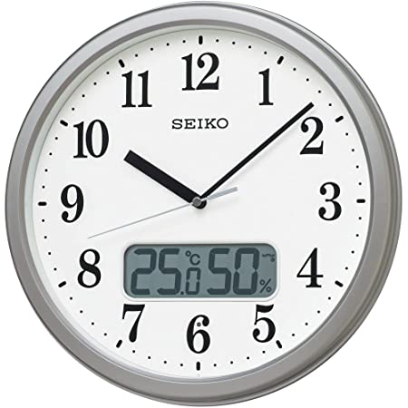 セイコークロック 掛け時計 02:銀色メタリック 01:直径35cm 電波 アナログ カレンダー温度 湿度 表示 BC405S