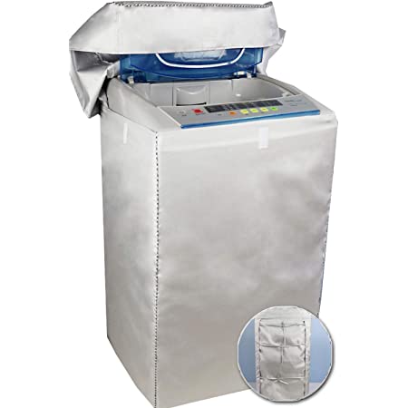 洗濯機カバー 防水 日焼け防止 外置き 紫外線対策 ほこり除け 防塵 ファスナー式 屋外 シルバー M