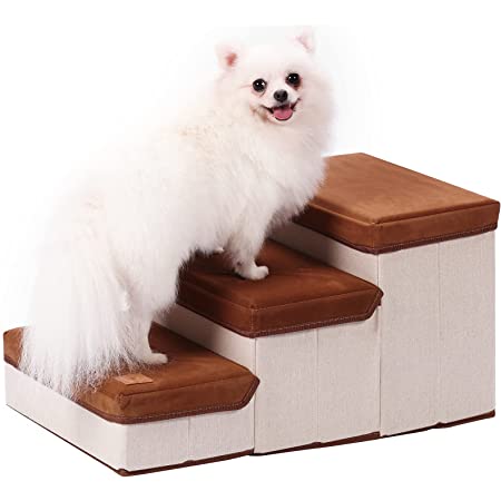 PetStyle ドッグステップ 犬 階段 ペット 犬用 ステップ 2段 通気性 メッシュ生地 ソフトタイプ (ライトグレー)